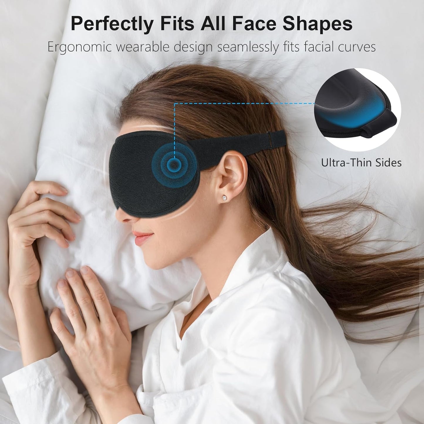 100% Blackout Sleep Mask, Zero Pressure Eye Mask for Sleeping Women Men - Ergonomic Design 3D Cutout Eye Movement and Eyelash Friendly Night Blindfold, Ultra Soft and Comfortable for Sleeping