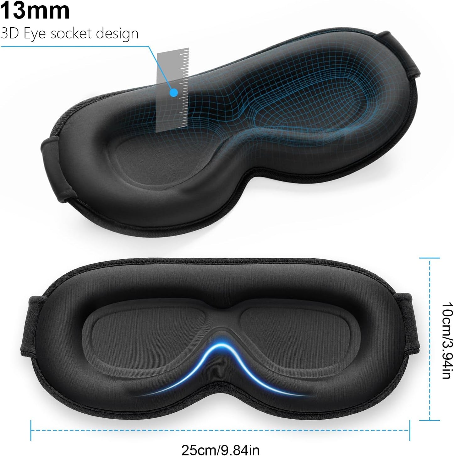 100% Blackout Sleep Mask, Zero Pressure Eye Mask for Sleeping Women Men - Ergonomic Design 3D Cutout Eye Movement and Eyelash Friendly Night Blindfold, Ultra Soft and Comfortable for Sleeping