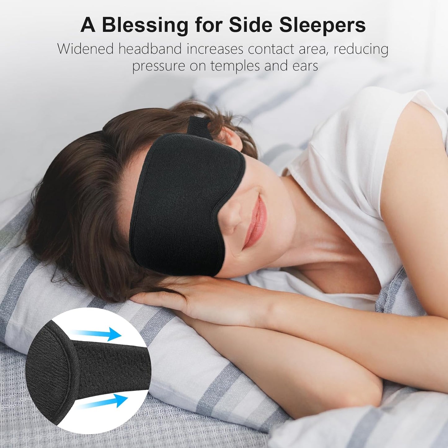 100% Blackout Sleep Mask, Zero Pressure Eye Mask for Sleeping Women Men - Ergonomic Design 3D Cutout Eye Movement and Eyelash Friendly Night Blindfold, Ultra Soft and Comfortable for Sleeping