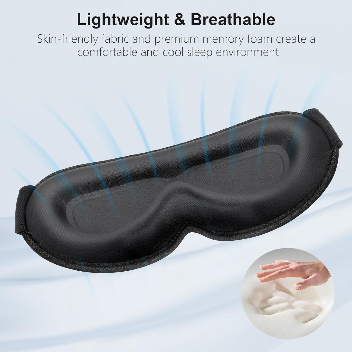 100% Blackout Sleep Mask, Zero Pressure Eye Mask for Sleeping Women Men - Ergonomic Design 3D Cutout Eye Movement and Eyelash Friendly Night Blindfold, Ultra Soft and Comfortable for Sleeping