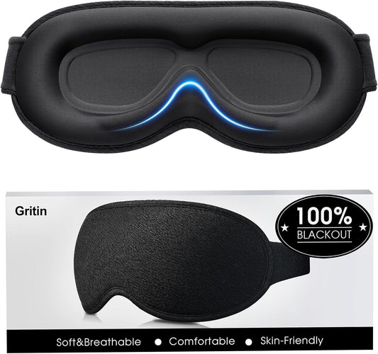 100% Blackout Sleep Mask, Zero Pressure Eye Mask for Sleeping Women Men - Ergonomic Design 3D Cutout Eye Movement and Eyelash Friendly Night Blindfold, Ultra Soft and Comfortable for Sleeping